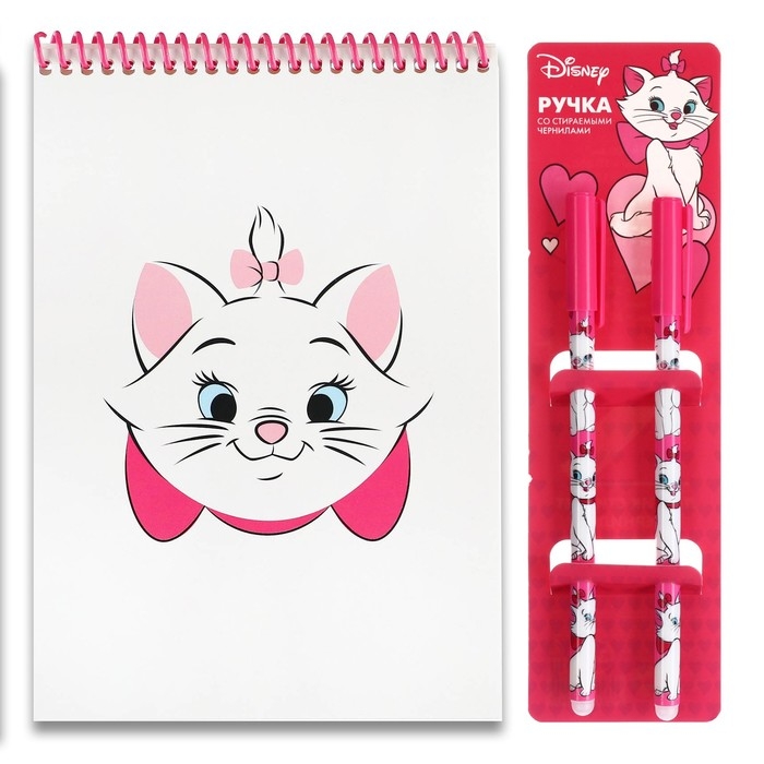 Подарочный набор: блокнот А5 и 2 ручки пиши-стирай, кошечка Мари