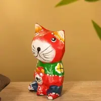Сувенир интерьерный "Котики" 5х5х8 см, дерево, цв. красный