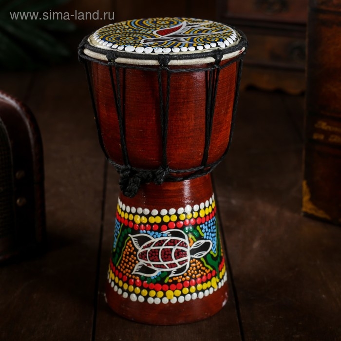 Сувенирный музыкальный инструмент "Барабан Джембе Цветочный узор" 11x11x20 см МИКС