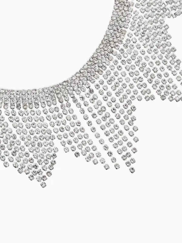 Набор 2 предмета: серьги, колье со стразами &laquo;Лёд&raquo;, d=13.5 см, белый в серебре