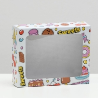 Коробка крышка-дно "SWEET CANDY", с окном, 18 х 15 х 5 см