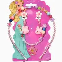 Комплект детский &laquo;Выбражулька&raquo; 3 предмета, клипсы, бусы, ободок, крлики, цветной