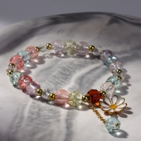 Браслет &laquo;Радость&raquo; ромашка, цветной в золоте, d=7