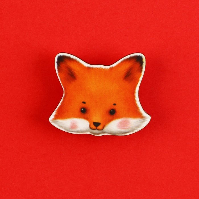 Значок талисман &laquo;Лиса&raquo;, 3,5 х 3,3 см.