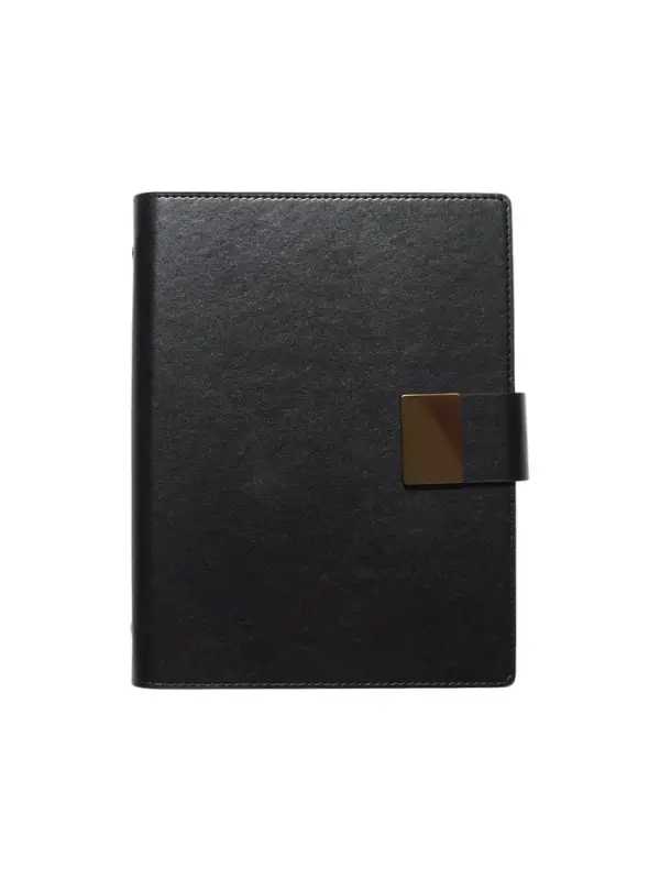 Органайзер на кольцах, А5, с хлястиком, 80л, линия, к/зам, Черный