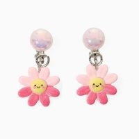 Серьги-клипсы детские "Выбражулька" цветок с жемчужиной, цвет розово-белый
