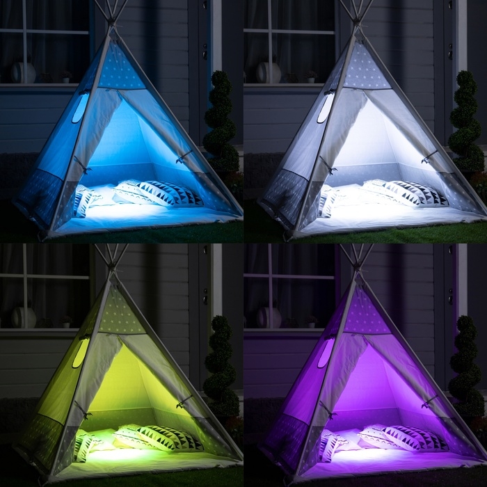 Садовый светильник на солнечной батарее &laquo;Прожектор&raquo;, 13 &times; 6 &times; 13 см, 6 LED, пульт ДУ, свечение RGBW