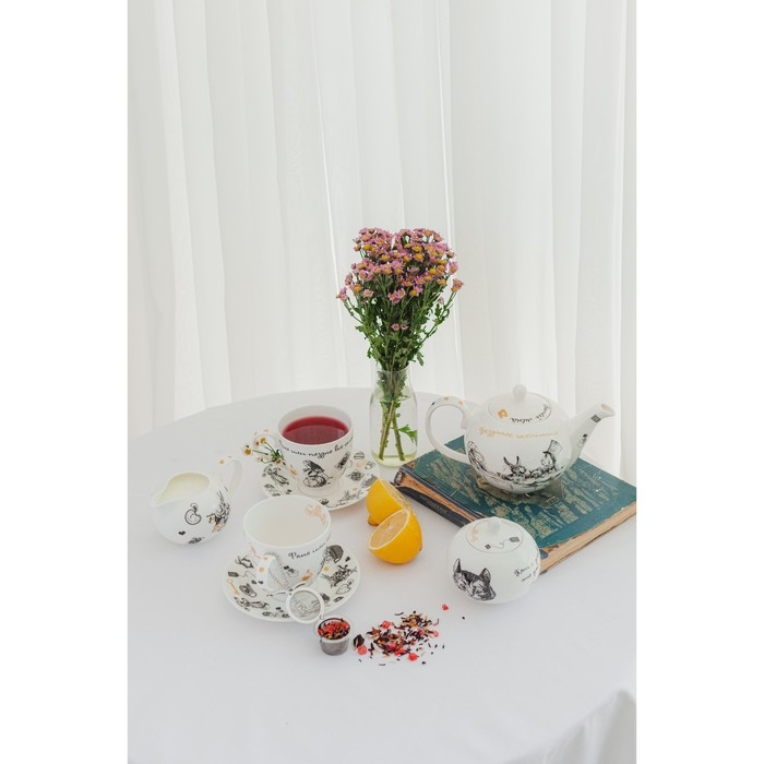 Чайная пара фарфоровая «Безумное чаепитие», 440 мл, блюдце d=17 см Чайная пара фарфоровая «Безумное чаепитие», 440 мл, блюдце d=17 см