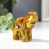 Фигурка полистоун &laquo;Золотой слоник с мозаикой из зеркал&raquo;, 5.2&times;6&times;3 см