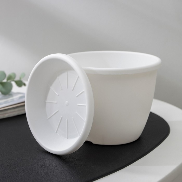 Горшок для цветов с поддоном «Афина», 500 мл, пластиковый, цвет белый Горшок для цветов с поддоном «Афина», 500 мл, пластиковый, цвет белый