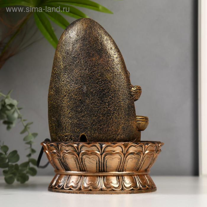 Фонтан настольный от сети, подсветка "Ганеша у скалы с водопадом" 28х20х20 см