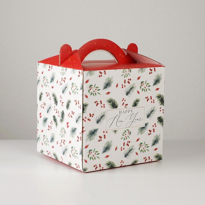 Коробка кондитерская с окном, сундук, &laquo;Happy New Year&raquo;, 20 х 20 х 20 см, Новый год