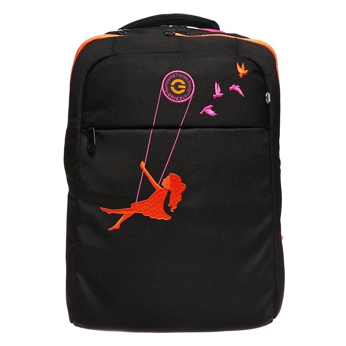 Рюкзак молодёжный 40 х 28 х 16 см, Grizzly, эргономичная спинка, отделение для ноутбука, чёрный