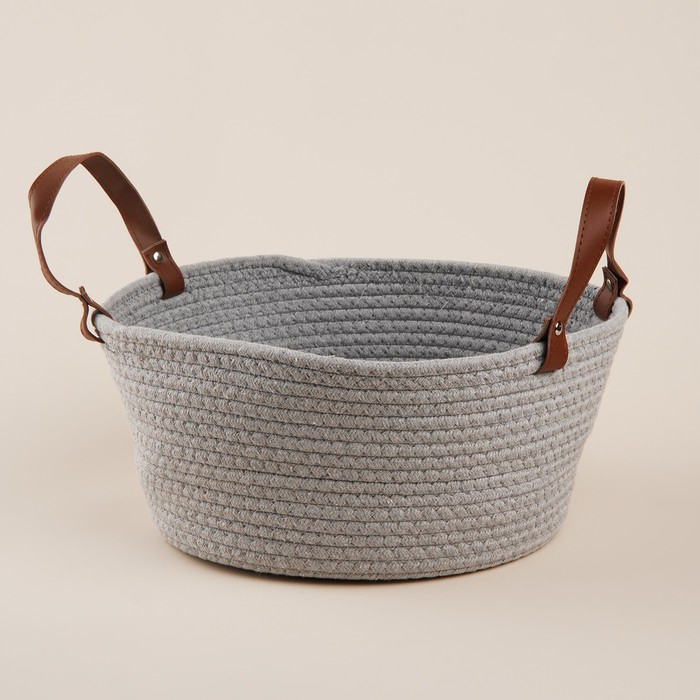 Корзина для хранения SL Home &laquo;Луиза&raquo;, плетёная ручной работы, 33&times;33&times;16 см, цвет серый