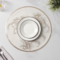 Салфетки сервировочные на стол Доляна &laquo;Павлин&raquo;, 2 шт, d=38 см, цвет бежевый