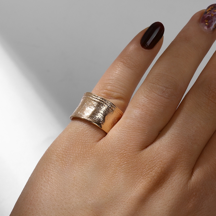 Кольцо &laquo;Тренд&raquo; рифлёное, цвет золото, безразмерное