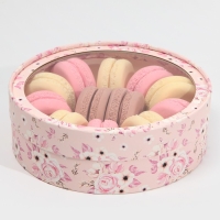 Коробка для макарун, кондитерская упаковка тубус с окном, &laquo;Цветы&raquo; 20 х 20 х 5 см