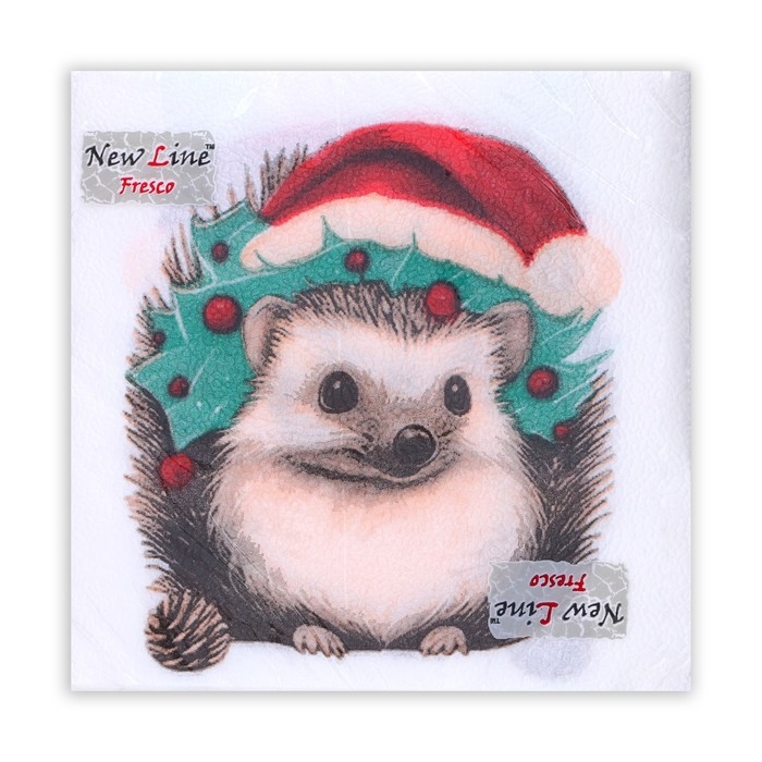 Новогодние салфетки бумажные New Line Fresco &laquo;Новогодний ёжик&raquo; 2 слоя, 33х33 см, 20 шт