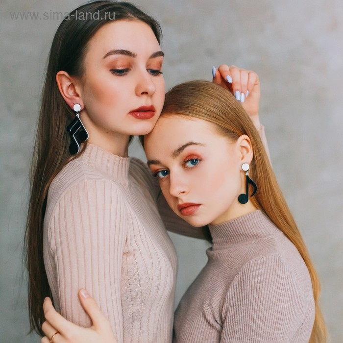 Серьги пластик &laquo;Вивьен&raquo; ноты, цвет чёрно-белый