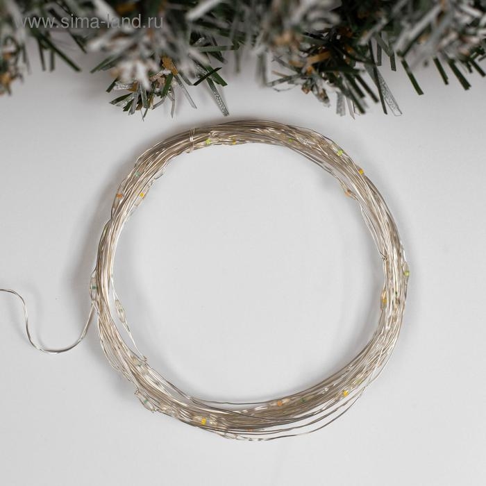 Гирлянда &laquo;Нить&raquo; 5 м роса, IP20, серебристая нить, 50 LED, свечение мульти, USB