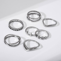 Набор колец 7 штук &laquo;Ассорти&raquo; нимбы, размер МИКС, цвет серебро