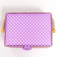 Шкатулка для рукоделия "Белый горох на сиреневом" 13х17,5х24 см