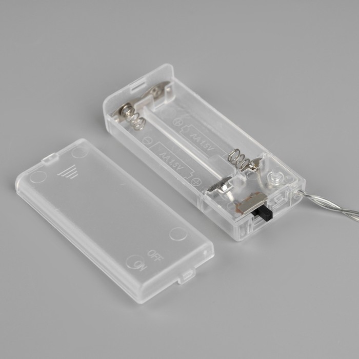 Гирлянда &laquo;Нить&raquo; 2 м с насадками &laquo;Белый фонарик&raquo;, IP20, прозрачная нить, 10 LED, батарейки AAх2 (в комплекте), свечение тёплое белое