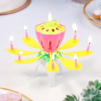 Свеча для торта музыкальная "Тюльпан", жёлтая, 12&times;5 см