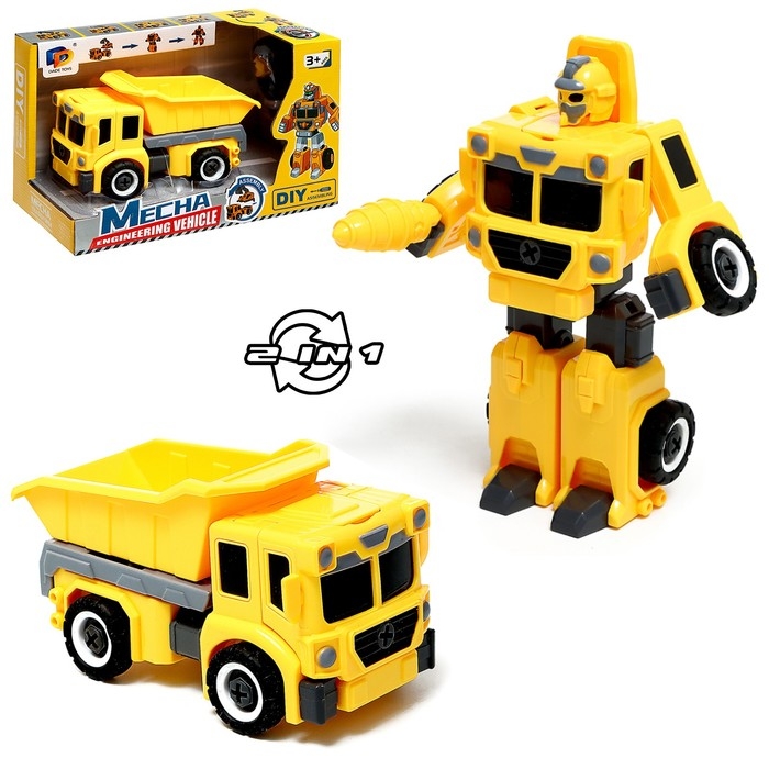 Конструктор винтовой &laquo;Самосвал&raquo;, 2 в 1 робот-машина