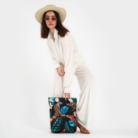 Сумка женская пляжная на молнии, цвет чёрный Сумка женская пляжная на молнии, цвет чёрный