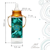 Бутылочка для кормления &laquo;Золотая коллекция: малахит&raquo;, классическое горло, 250 мл., от 0 мес., цилиндр, с ручками