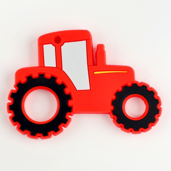 Прорезыватель силиконовый для зубов &laquo;Трактор&raquo;, цвет красный