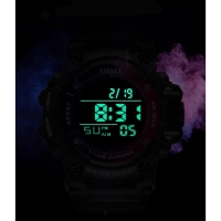 Часы наручные электронные, с будильником, d-5.9 см, ремешок l-26 см, 5 ATM, желтый ремешок