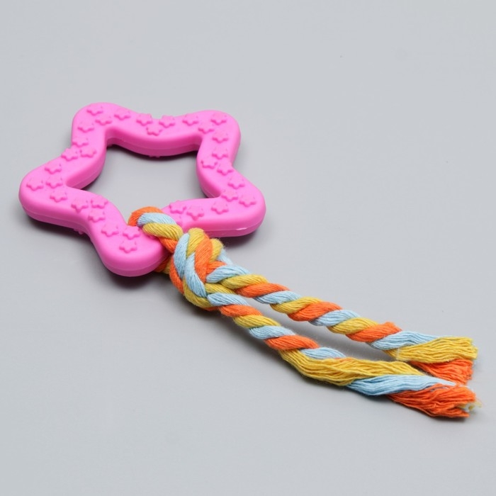 Игрушка жевательная с канатом Игрушка жевательная с канатом "Звезда с хвостом", розовая