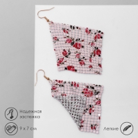 Серьги висячие &laquo;Ромб&raquo; кольчуга, цветы розы, цвет красно-розовый, 9 см