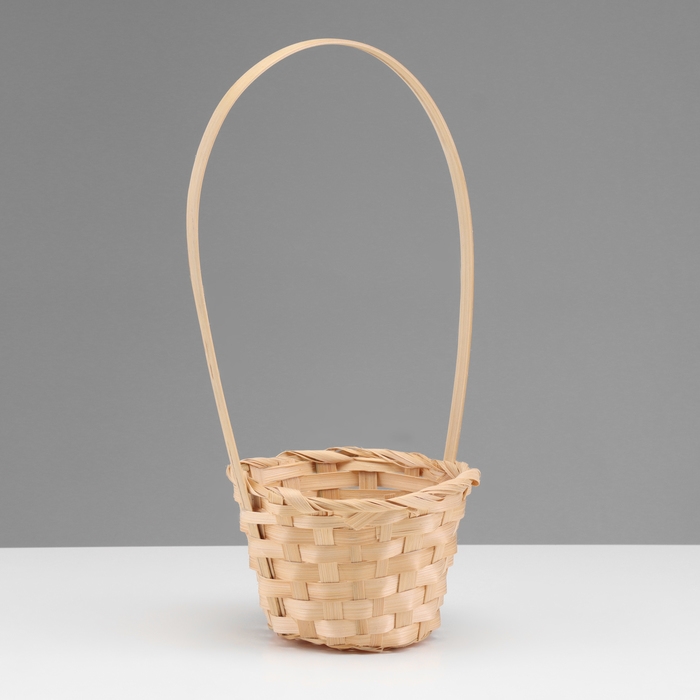 Корзина плетёная, D13 x H9.5/28см, бамбук, натуральный Корзина плетёная, D13 x H9.5/28см, бамбук, натуральный