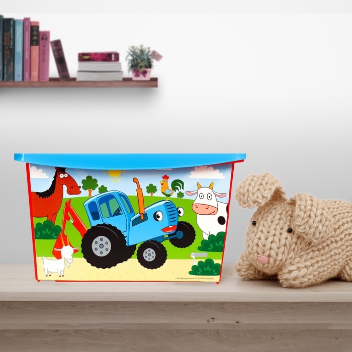 Ящик для игрушек, с крышкой, &laquo;Синий трактор&raquo;, объём 30 л