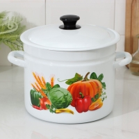 Кастрюля эмалированная цилиндрическая, 7 л, деколь МИКС