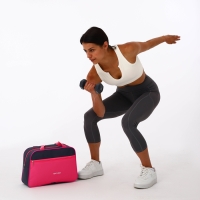 Сумка спортивная женская, TEXTURA, маленький размер, цвет серый/розовый