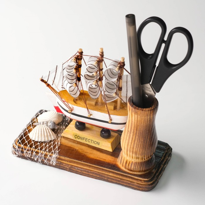 Набор настольный &laquo;Корабль&raquo; с подставкой для ручек, 12 х 13 х 6 см