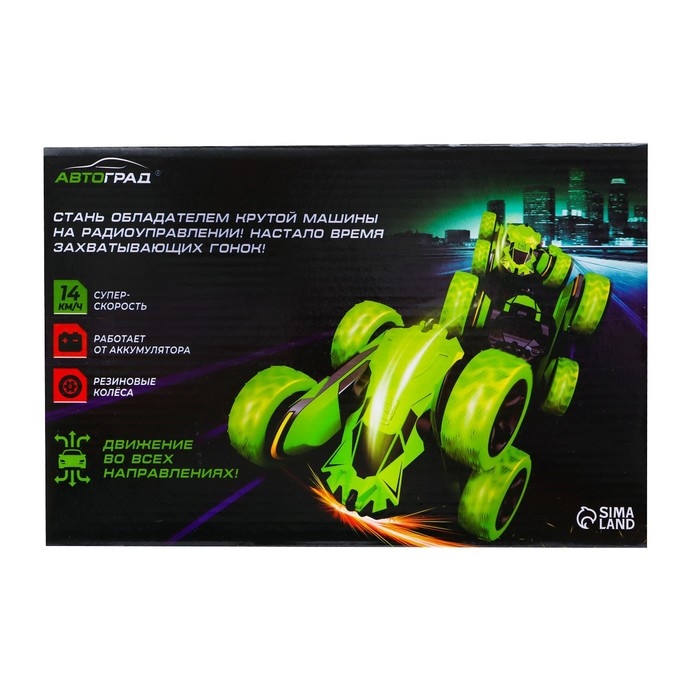 Машина-перевёртыш радиоуправляемая &laquo;Трюкач&raquo;, работает от аккумулятора, цвет зелёный