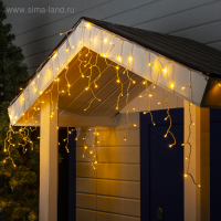 Гирлянда &laquo;Бахрома&raquo; 3 &times; 0.6 м, IP44, УМС, прозрачная нить, 160 SMD-LED, свечение тёплое белое, 220 В