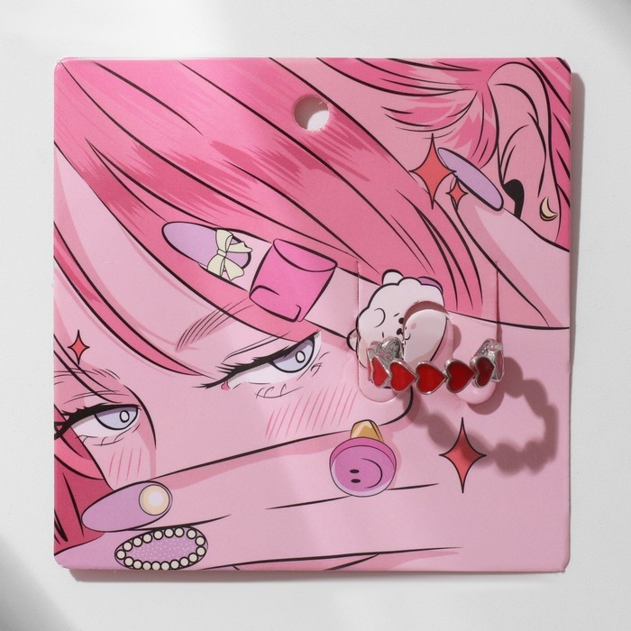 Кольцо &laquo;Сердце&raquo; долгие чувства, безразмерное, цвет красный в серебре