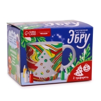 Кружка под раскраску на новый год. Рисование на воде: эбру &laquo;Ёлочка&raquo;, новогодний набор для творчества