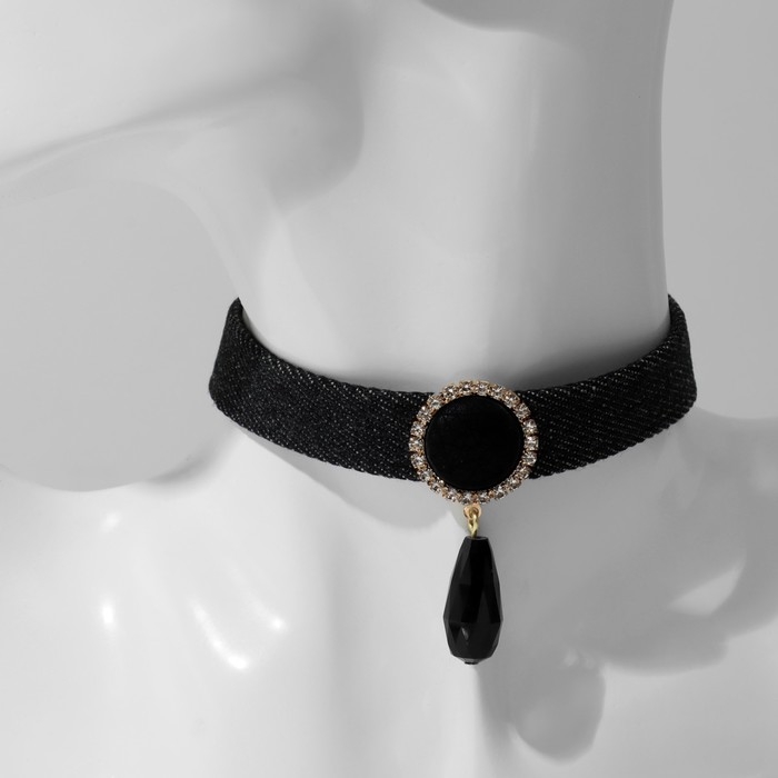 Чокер &laquo;Джинс&raquo; круг с каплей, цвет чёрный, 36 см