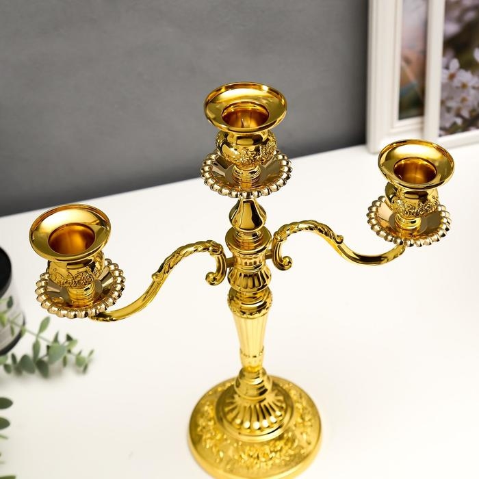 Металлический подсвечник на 3 свечи &laquo;Канделябр. Орнамент из роз&raquo;, 36&times;31.5&times;12.5 см