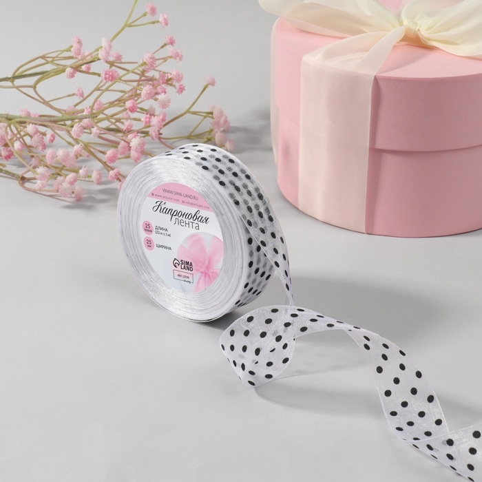 Лента капроновая &laquo;Горох&raquo;, 25 мм, 23 &plusmn; 1 м, цвет белый