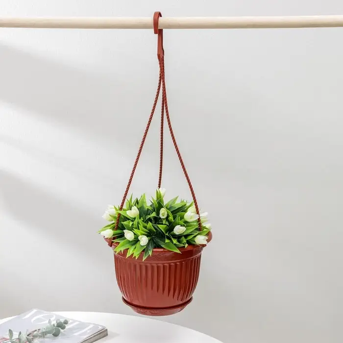 Кашпо для цветов &laquo;Венеция&raquo;, 3 л, с подвесом, коричневое
