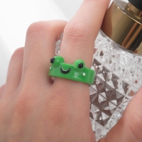 Кольцо &laquo;Лягушка&raquo;, цвет зелёный, 17 размер