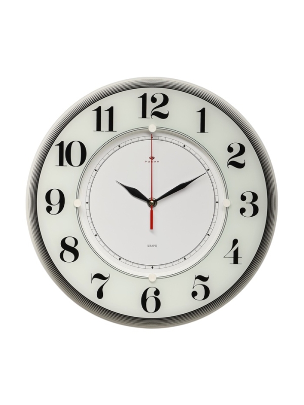 Часы настенные, интерьерные "Рубин", бесшумные, d-34 см, белые
